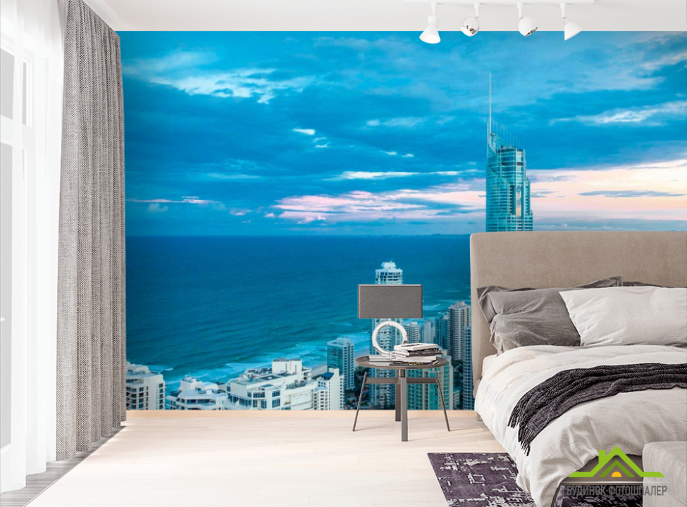 выбрать Фотошпалери Висотки берег моря Фотошпалери Сучасний місто на стіну