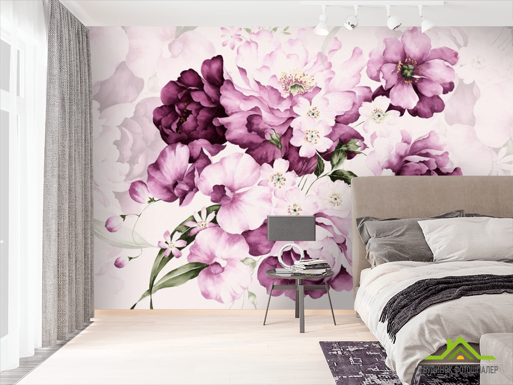 Фотошпалери Акварельні фіолетові квіти