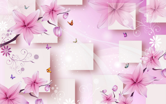 Фотообои 3д розовые цветы