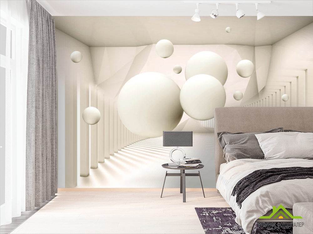 Фотообои Шары в бежевой комнате
