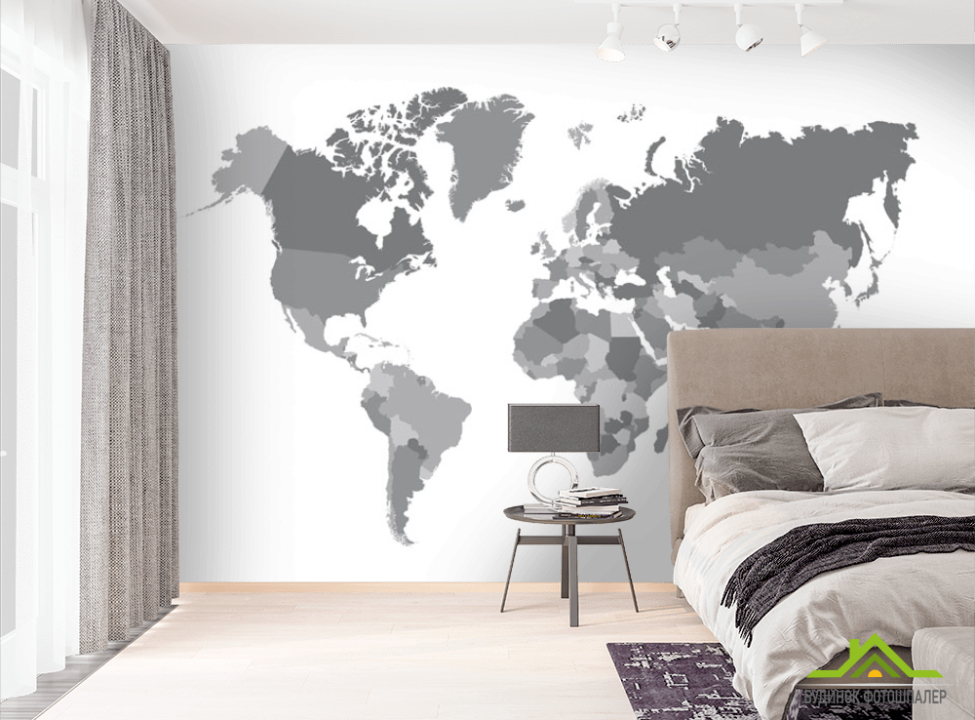 выбрать Фотошпалери Сіра карта світу Фотошпалери карта Світу на стіну