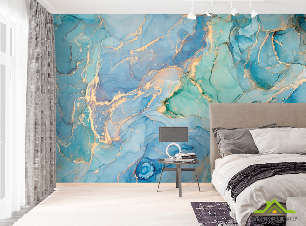 выбрать Фотошпалери яскравий блакитний Fluid art Фотошпалери Fluid art на стіну