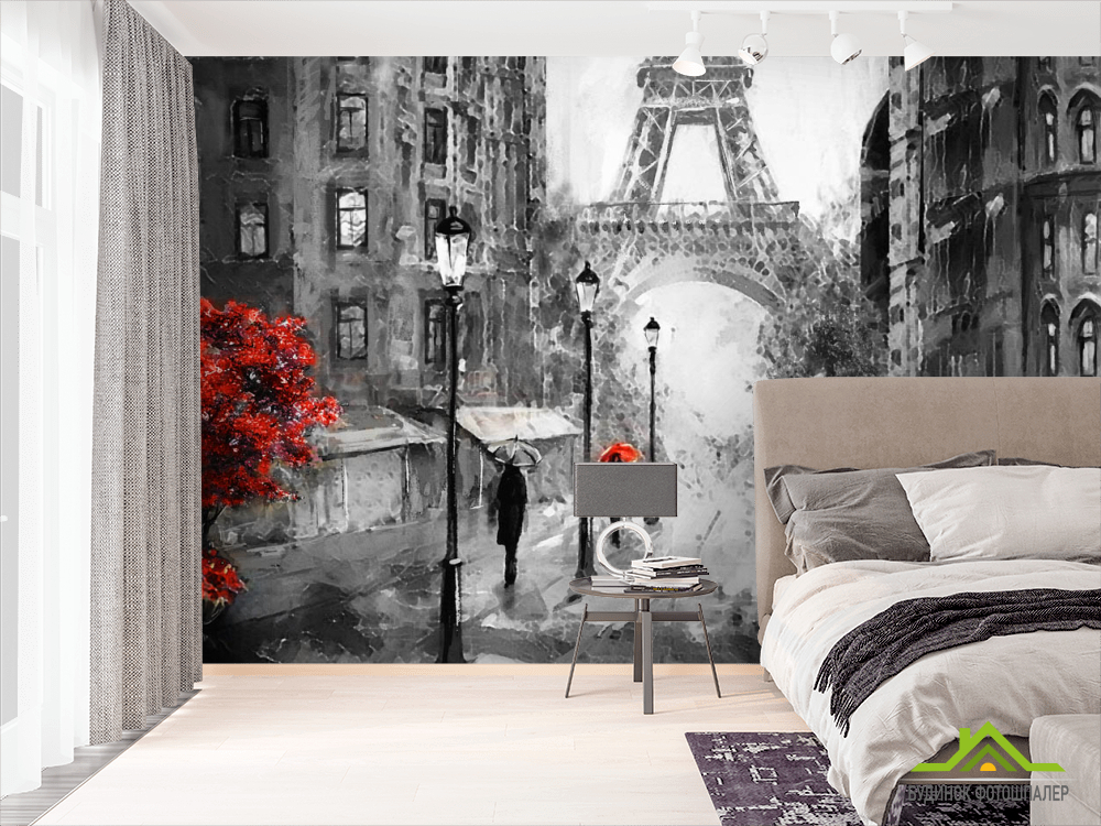 Фотообои ЧБ улочка Парижа