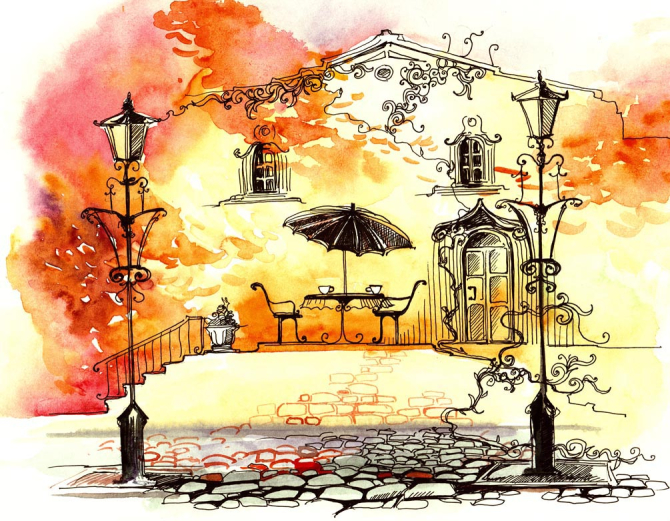 Фотообои Кафе для влюбленных