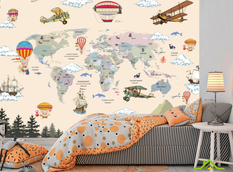 выбрать Фотообои Детская карта с горами и лесом Фотообои в детскую на стену