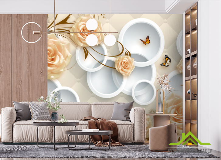 Фотошпалери Жовті троянди і кола