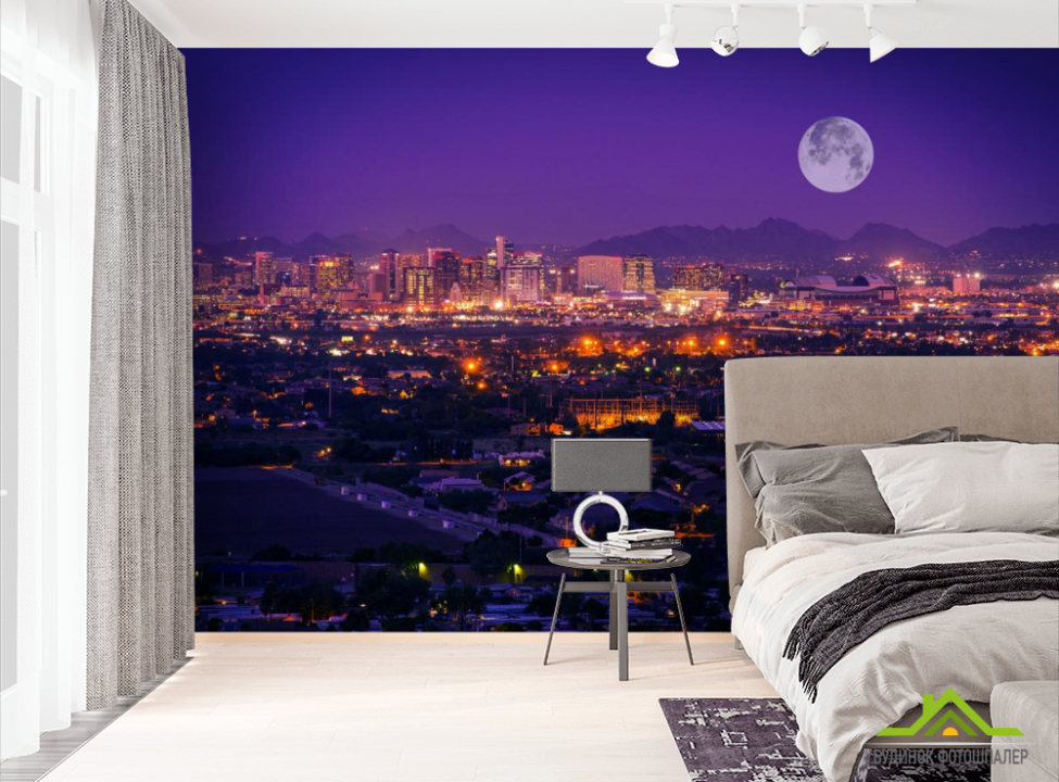 выбрать Фотошпалери місяць над містом Фотошпалери Місто на стіну