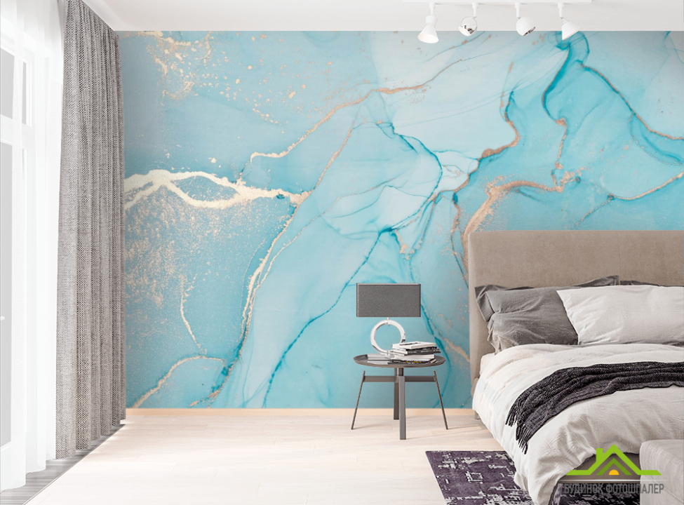 выбрать Фотошпалери Світло-блакитний флюїд Фотошпалери Fluid art на стіну