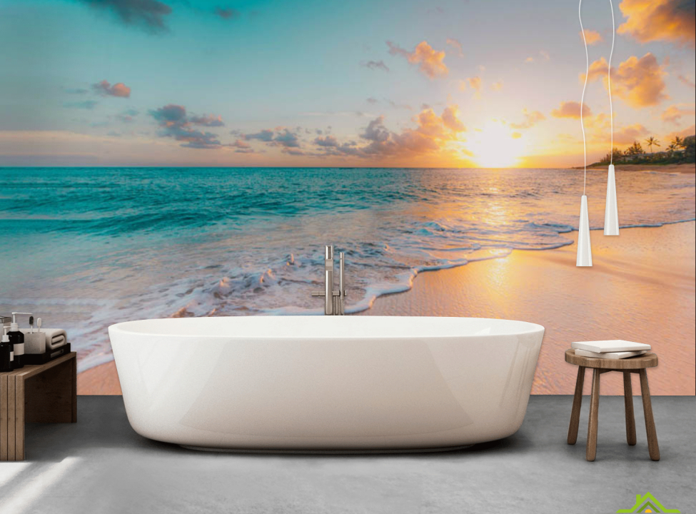 выбрать Фотообои Морской закат на пляже Фотообои в ванную на стену