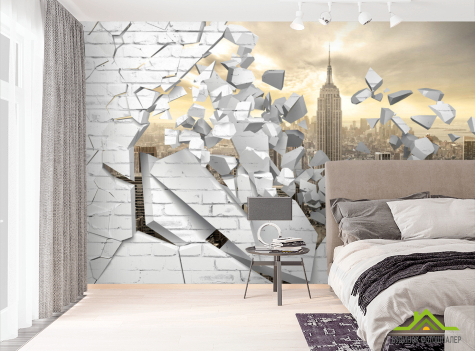 выбрать Фотошпалери Місто і 3д стіна Фотошпалери Вид з вікна на стіну