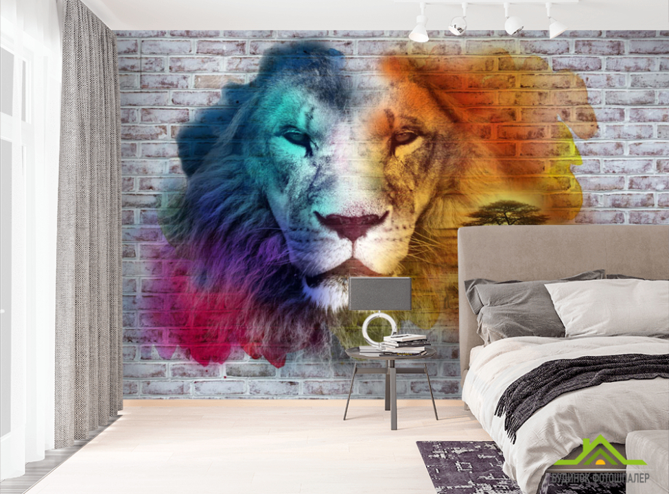 выбрать Фотошпалери Стіна 3д з левом Фотошпалери 3Д на стіну