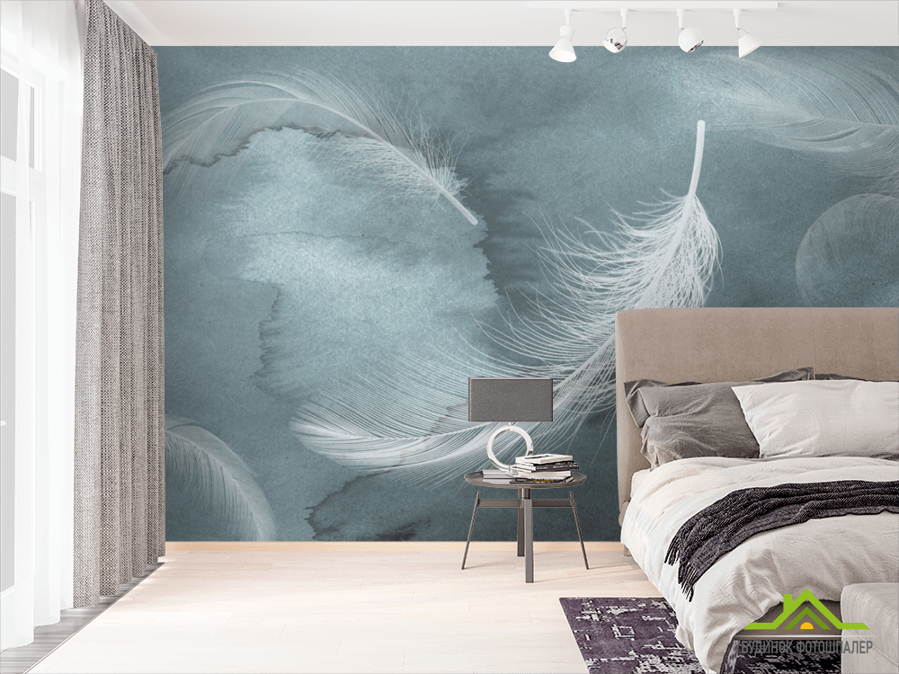 Фотошпалери Пір'я на акварельному тлі