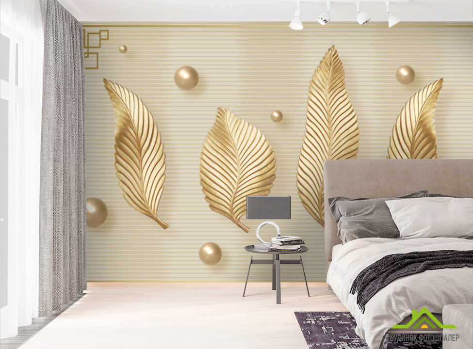 выбрать Фотошпалери Золоті листя 3д Фотошпалери 3Д на стіну