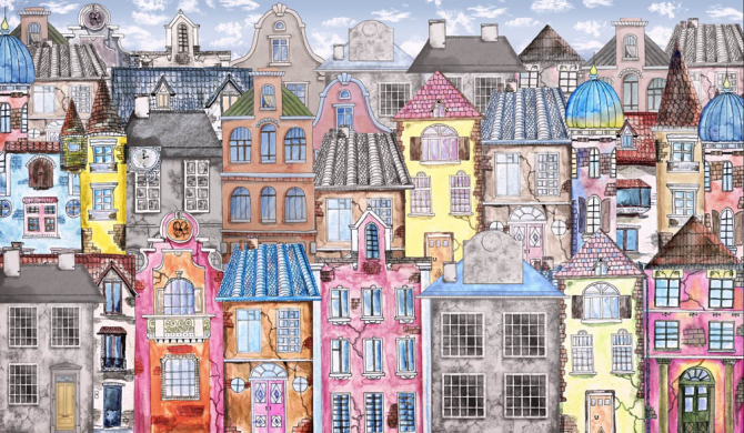 Фотошпалери в стилі Модерн, дитячі будиночки