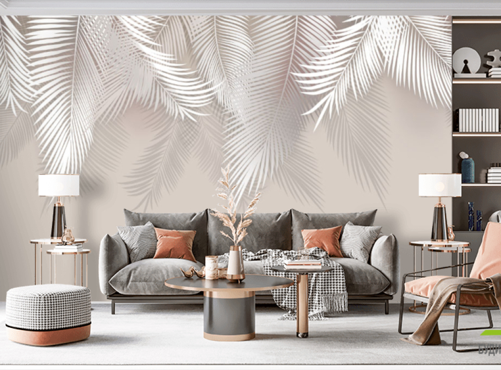 выбрать Фотообои Пушистые пальмовые листья на стену Фотообои Дизайнерские листья на стену