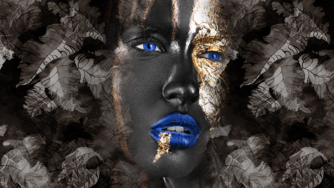 Фотообои лицо с золотом