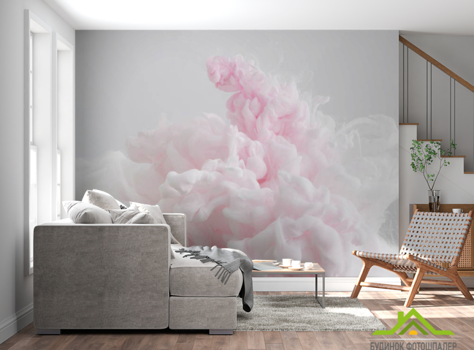 выбрать Фотообои Розовый абстрактный дым Фотообои Абстракция на стену