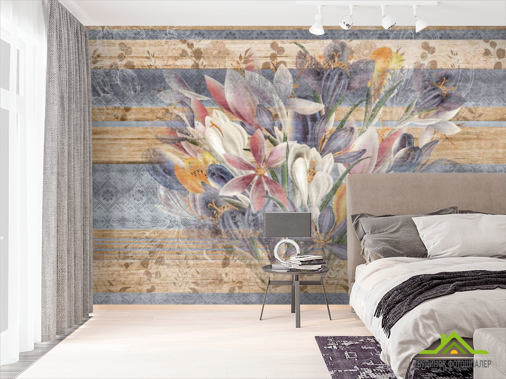 Фотошпалери Крокус на геометричному тлі