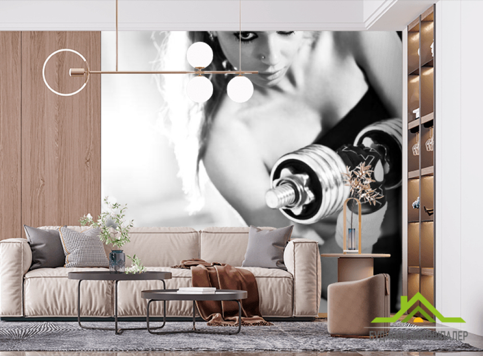 выбрать Фотообои Девушка с гантелями Фотообои Спорт на стену