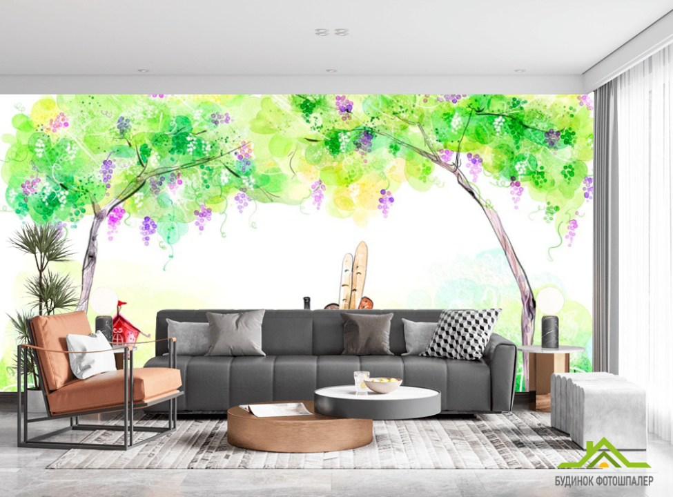 выбрать Фотошпалери Столик з продуктами Фотошпалери Ілюстрації на стіну