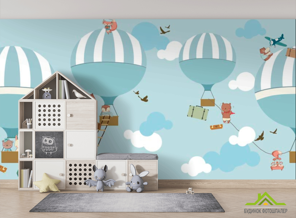 выбрать Фотообои Воздушные шары Фотошпалери Little kids на стіну