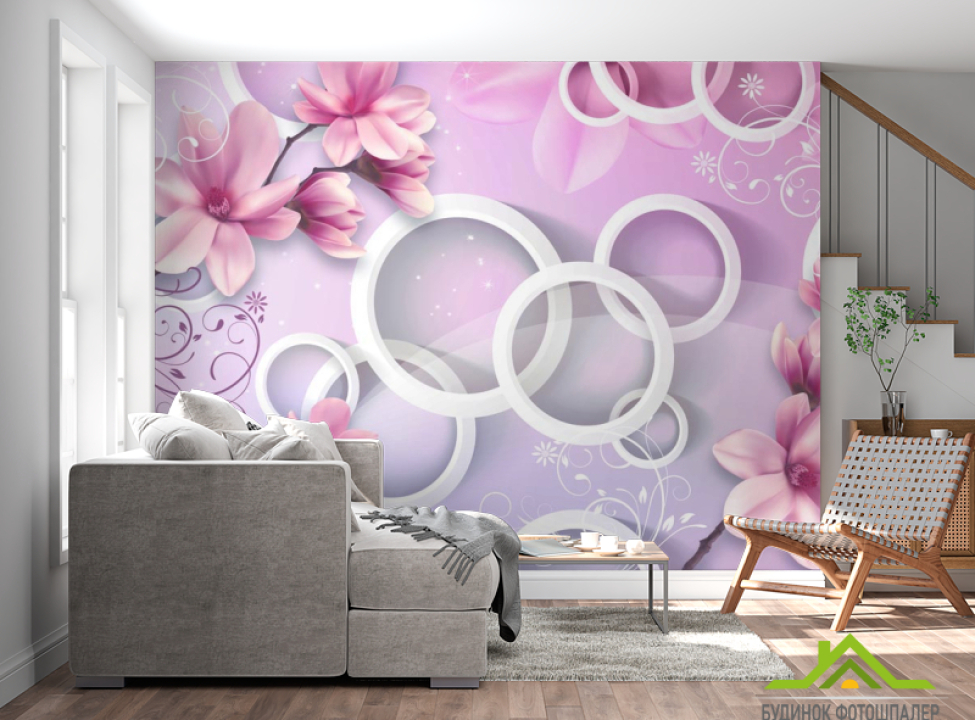 выбрать Фотошпалери Квіти і кола 3d Фотошпалери стереоскопічні на стіну