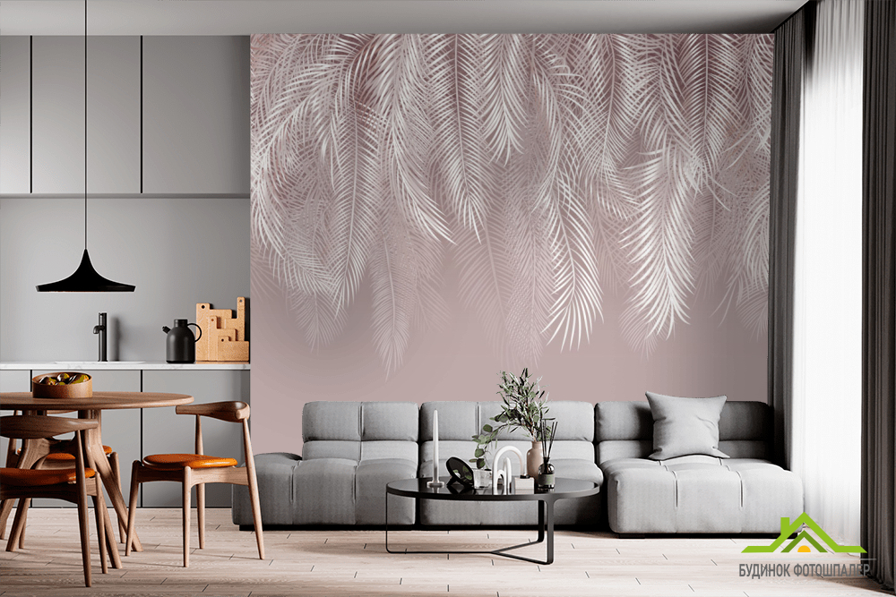 Фотообои бежевые листья на стену