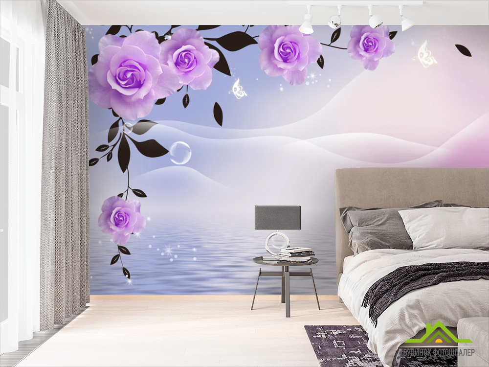Фотошпалери Фіолетові квіти 3д