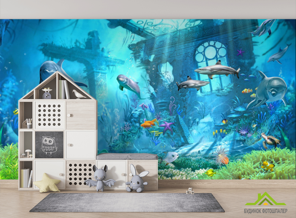 выбрать Фотообои 3д дельфины Фотообои в детскую на стену