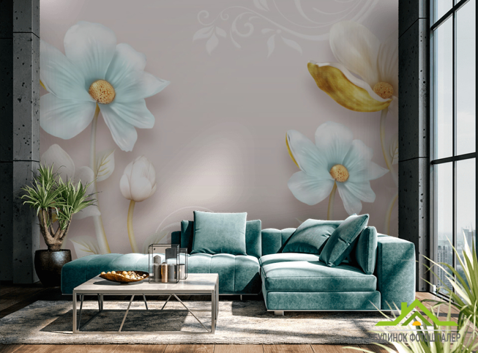 выбрать Цветы барельеф с узорами Фотообои 3Д барельеф на стену