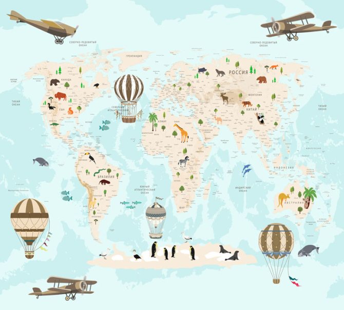 Фотообои Карта в детскую