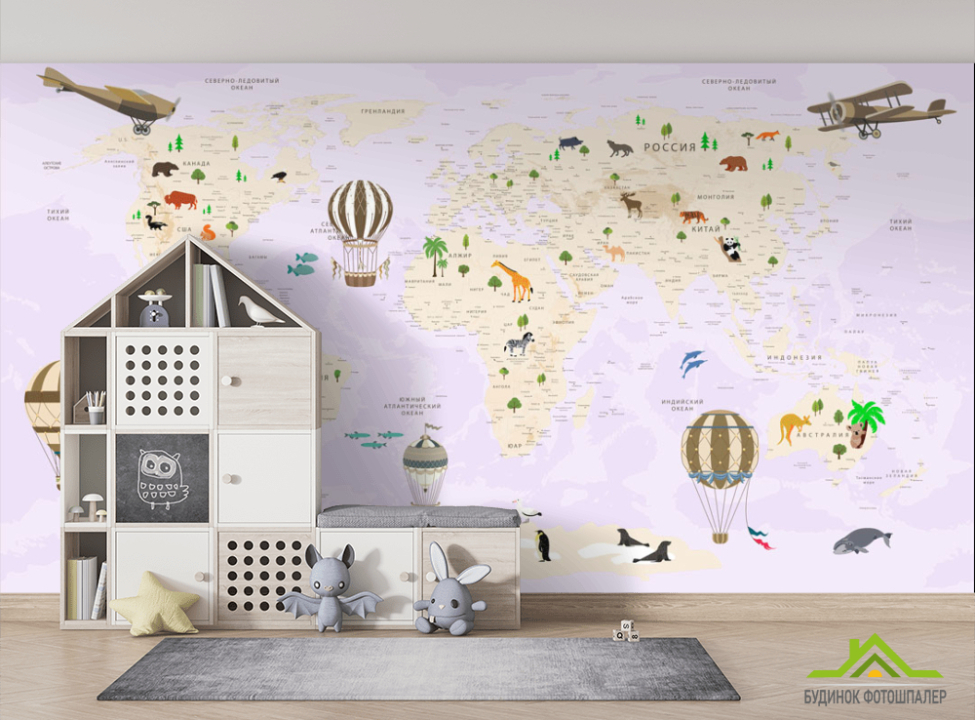 выбрать Шпалери в дитячу Карта Фотошпалери Розвиваючі карти на стіну