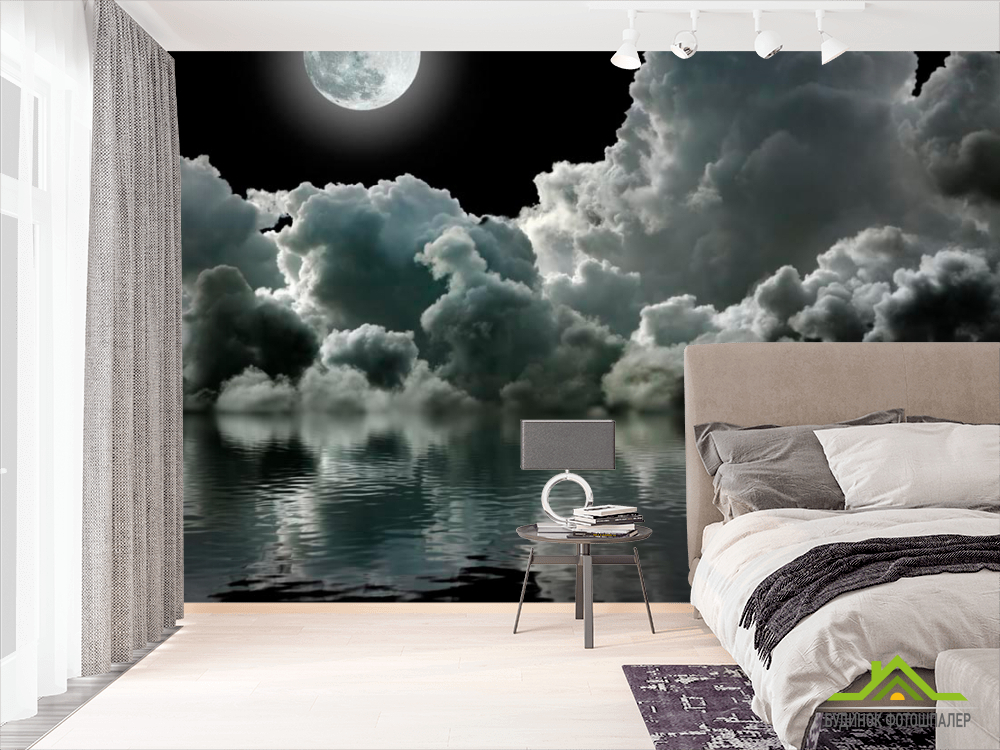 Фотообои Луна над облаками