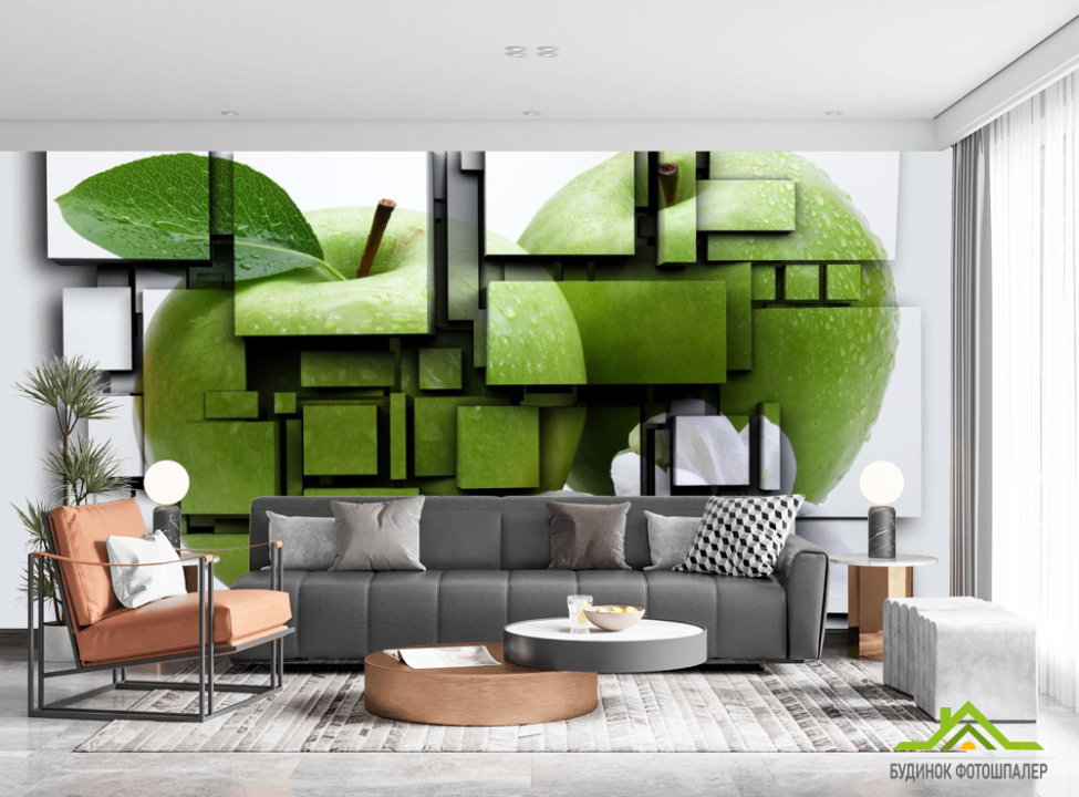 выбрать Фотообои яблоко на кубах 3Д Фотообои Еда и напитки на стену