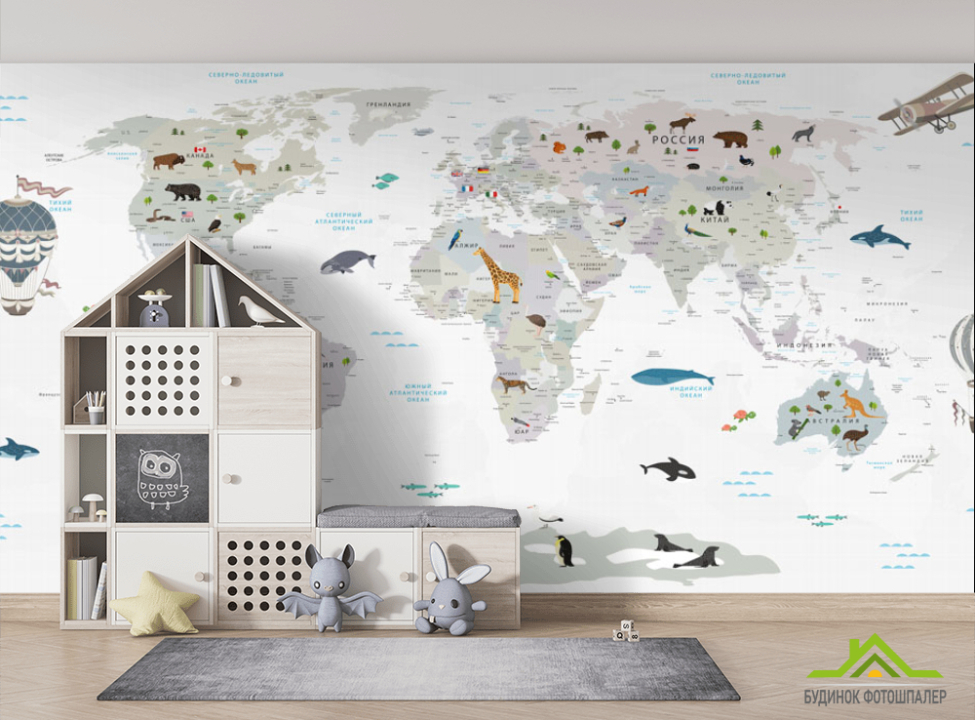 выбрать Шпалери в дитячу Карта Фотошпалери Розвиваючі карти на стіну