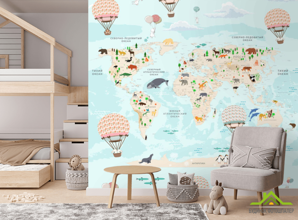 выбрать Шпалери в дитячу Карта Фотошпалери Розвиваючі карти на стіну