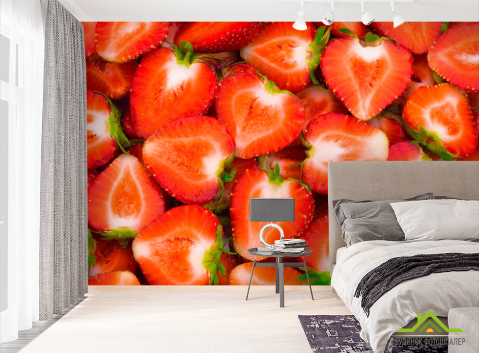 выбрать Фотообои Клубника в разрезе Фотообои Еда и напитки на стену