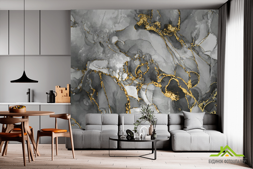 Фотообои серый золото