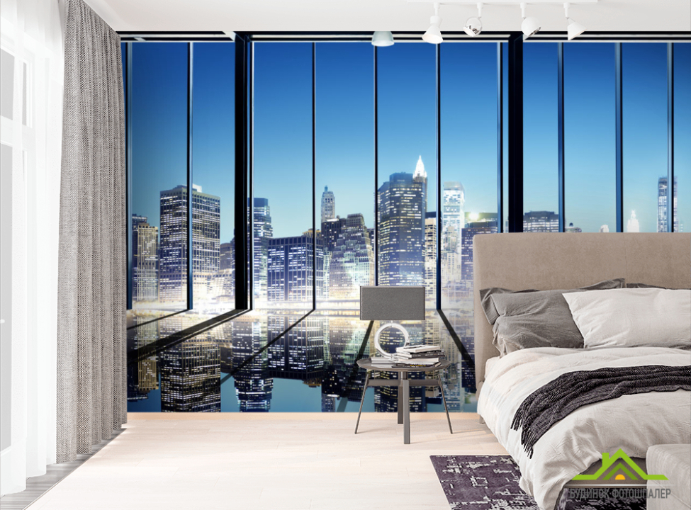 выбрать Фотошпалери Вид з вікна на місто Фотошпалери Вид з вікна на стіну