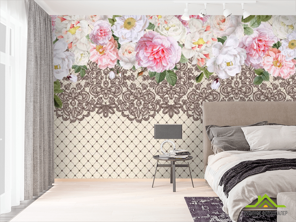 Фотошпалери квіти з мереживом