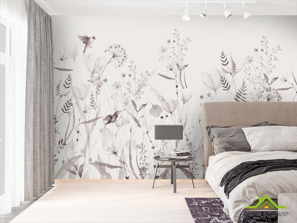 Фотообои Минималистичные цветы розовый оттенок