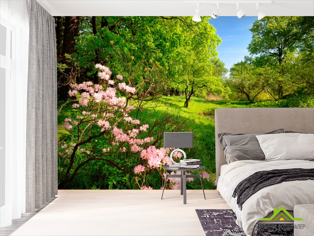 Фотообои Цветочки и лес
