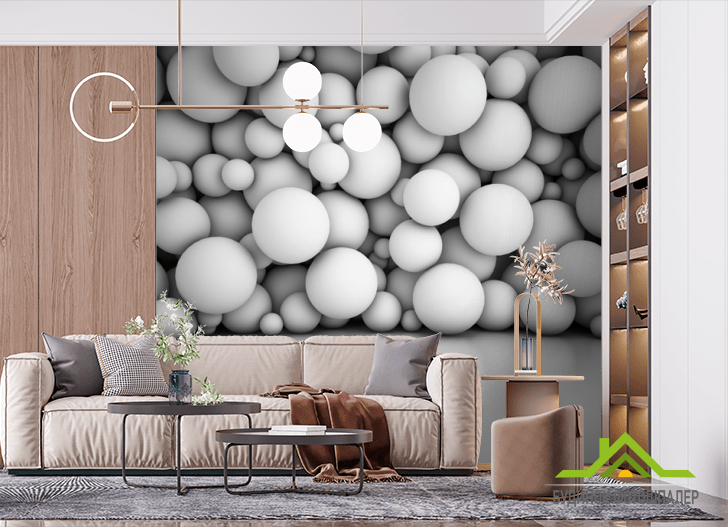 Фотошпалери Стіна з об'ємних 3д куль