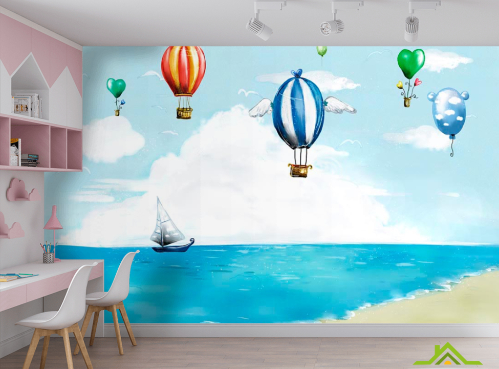 выбрать Фотошпалери Різнокольорові повітряні кулі Фотошпалери для малюків на стіну