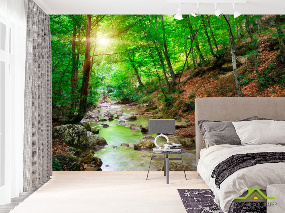 Фотообои В лесу, ручей