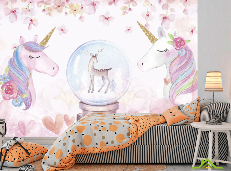 выбрать Фотообои Розовые единороги Фотообои Little kids на стену