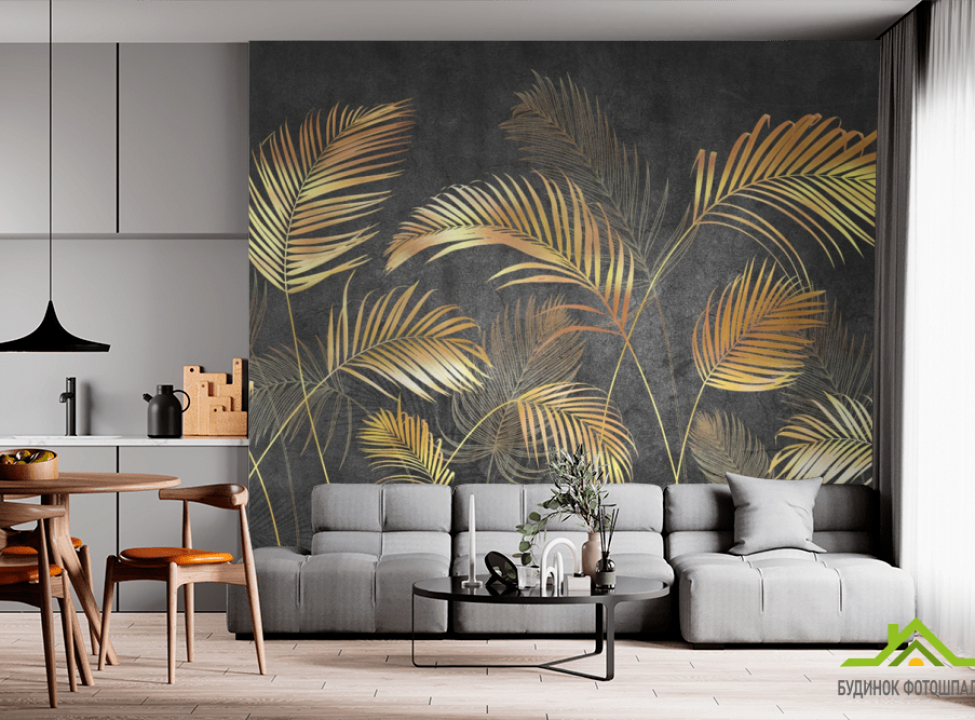 выбрать Фотообои золотые листья Фотообои с золочением на стену
