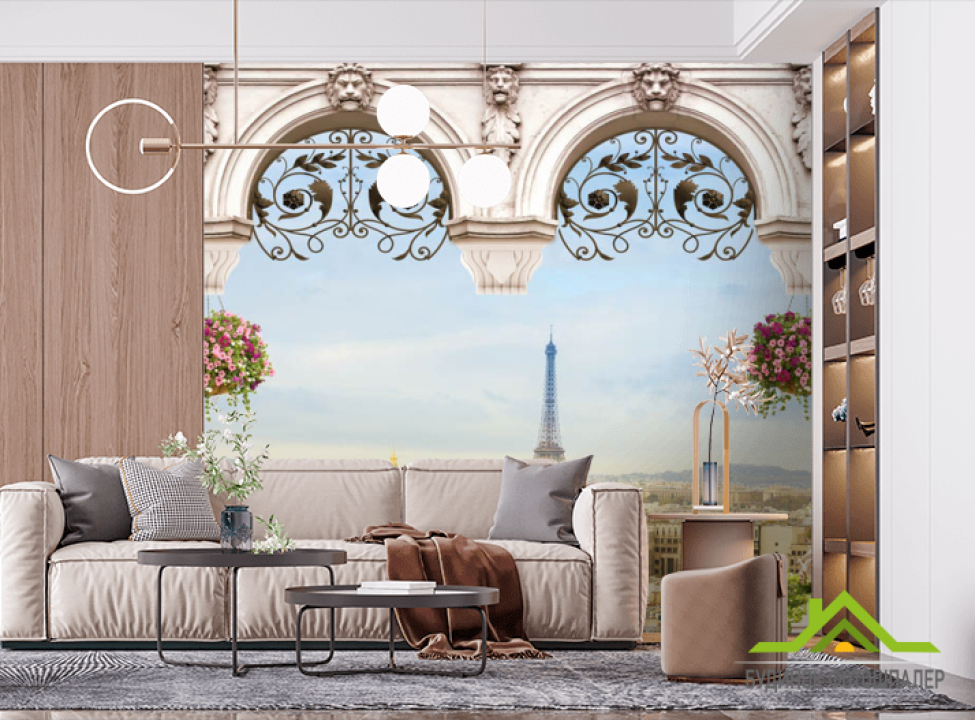 выбрать Фотошпалери Вид на вежу Эйфилеву Фотошпалери Фрески на стіну