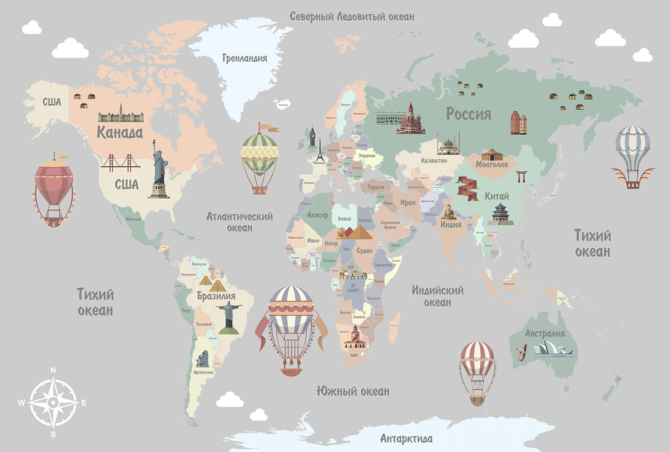 Шпалери в дитячу Карта