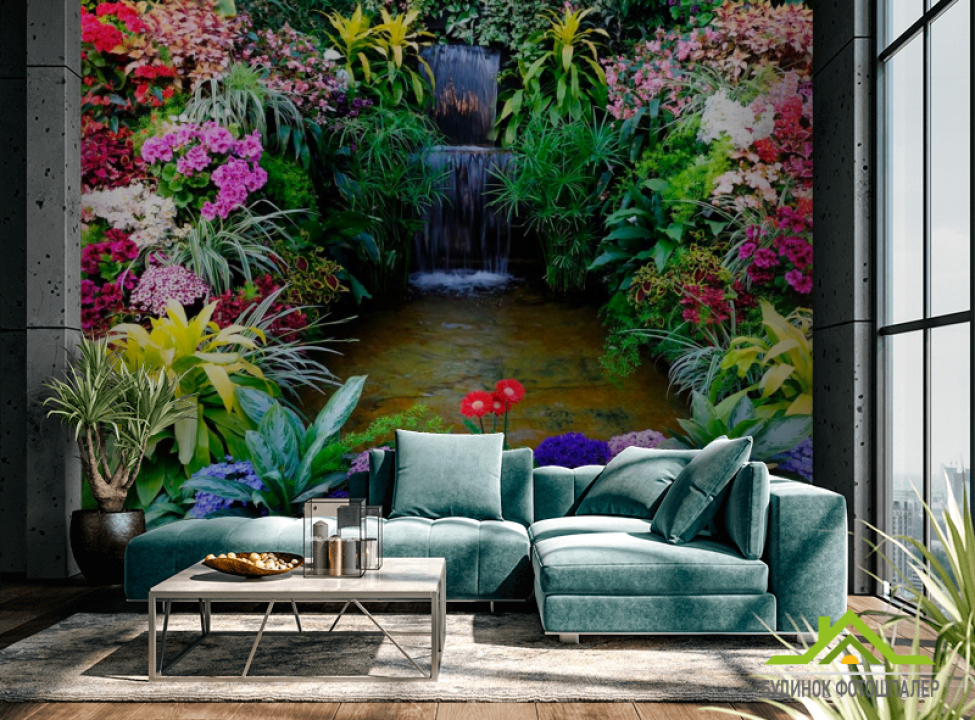 выбрать Фотошпалери Водоспад, квіти Фотошпалери Водоспад на стіну